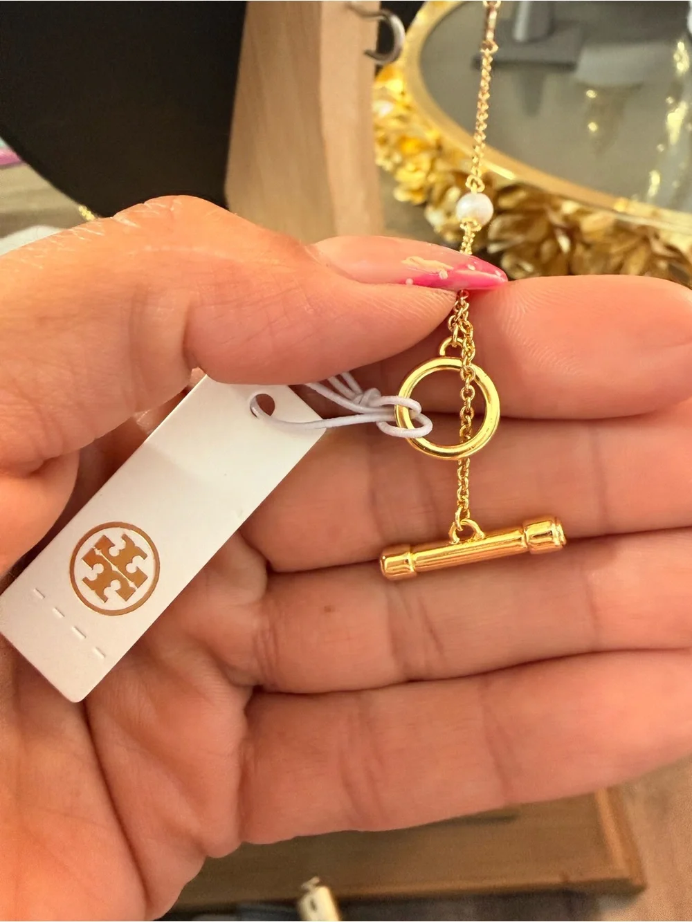 Tory Burch Gold-Tone Pearl Station Long Necklace